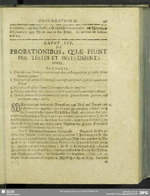 Caput LIV. De Probationibus, Quae Fiunt Per Testes Et Instrumentasimut