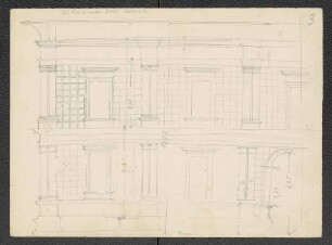 Palazzo Raimondi-Soldi zu Cremona, Fassadensystem (mit Aufmaß), Fensterbank (Erdgeschoss), Fassade, Bronzekopf (Löwe)