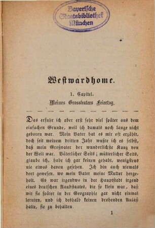Westwardhome : Novelle von Wilhelm Jensen