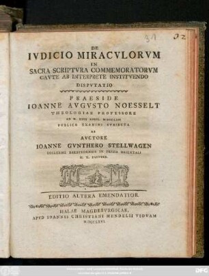 De Ivdicio Miracvlorvm In Sacra Scriptvra Commemoratorvm Cavte Ab Interprete Institvendo
