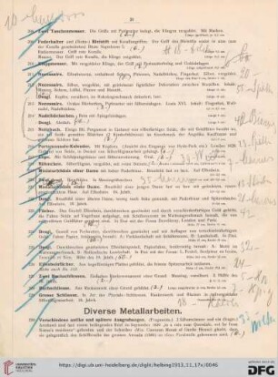Diverse Metallarbeiten (Nr. 230-246)
