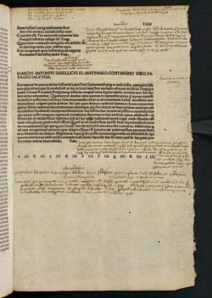 LIVr, Marcus Antonius Sabellicus Io. Matthaeo Contareno Viro Patritio Salutem