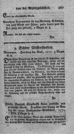 Kleine poetische und prosaische Werke.