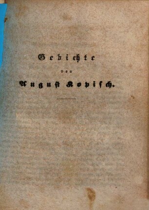 [Ausgewählte] Gedichte von August Kopisch