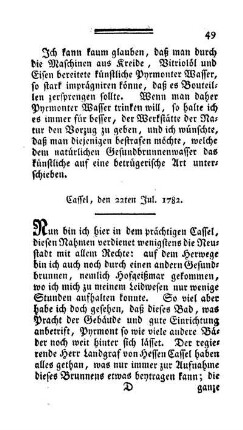 Cassel, den 22ten Jul. 1782.