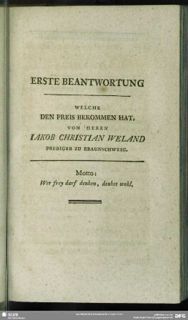 Erste Beantwortung Welche Den Preis Bekommen Hat
