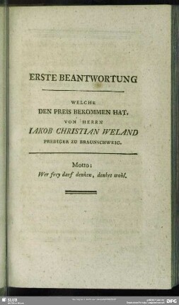 Erste Beantwortung Welche Den Preis Bekommen Hat