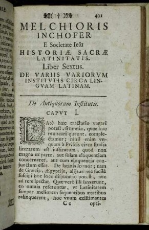 Liber Sextus. De Variis Variorum Institutis Circa Linguam Latinam.