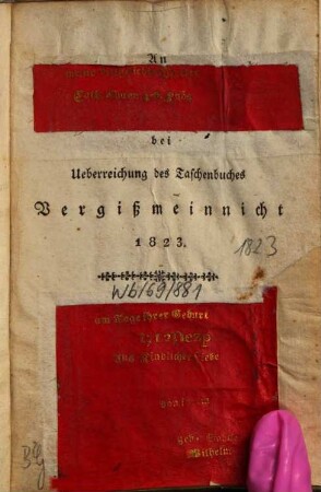 Vergißmeinnicht : ein Taschenbuch. 1823