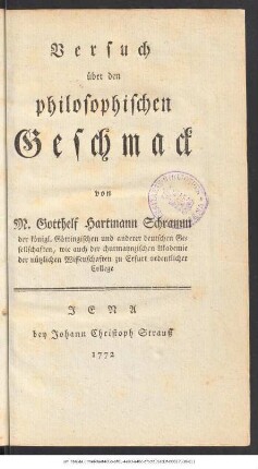 Versuch über den philosophischen Geschmack