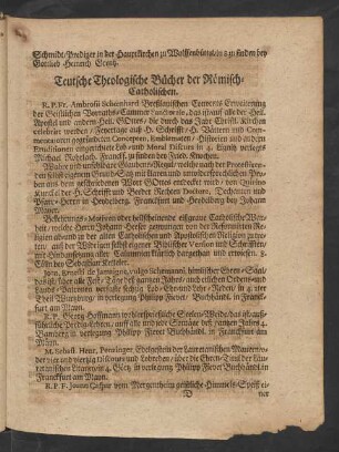 Teutsche Theologische Bücher der Römisch-Catholischen.