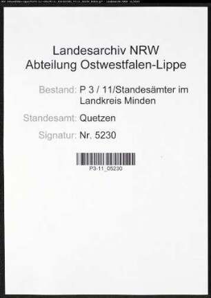 Sterberegister Standesamt Quetzen