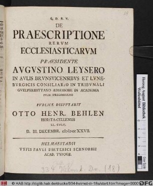De Praescriptione Rervm Ecclesiasticarvm