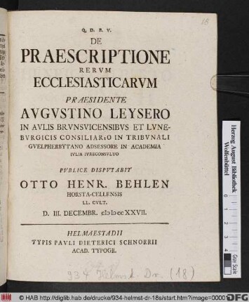 De Praescriptione Rervm Ecclesiasticarvm