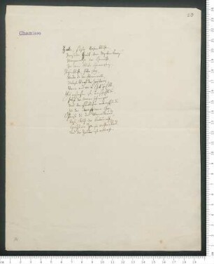 [Ohne Titel] ["An Augusta"] [Reinschrift mit wenigen Sofortkorrekturen ]