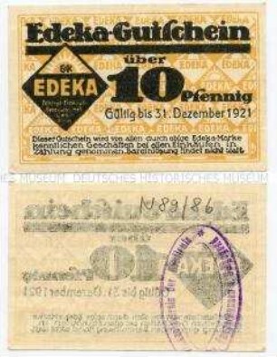 Notgeldschein, Edeka, 10 Pfennig
