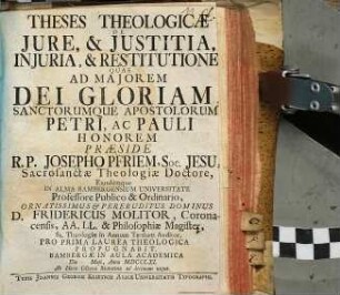 Theses theologicae de jure & justitia, injuria & restitutione