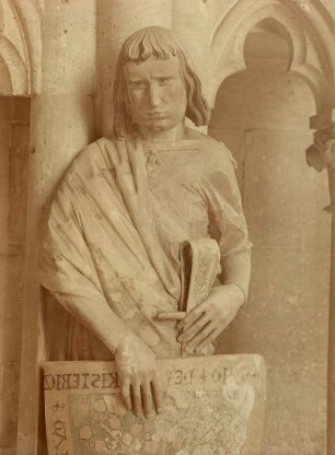 Dom Sankt Peter und Paul. Westchor. Lebensgroße Statue des Stifters Timo von Kistritz (Entstehung vermutlich 1250-1270). Detailansicht: Halbfigur