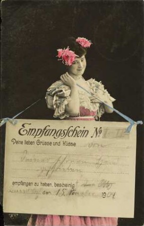 Empfangsschein - Deine lieben Grüsse und Küsse [...]