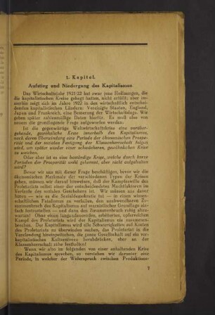 1. Kapitel. Aufstieg und Niedergang des Kapitalismus.