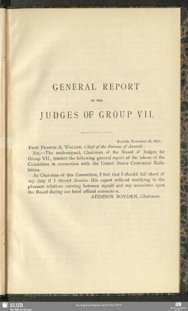 General Report Of The Judges Of Group VII.