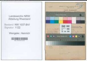 Entnazifizierung Heinrich Wengeler , geb. 25.03.1896 (Angestellter)