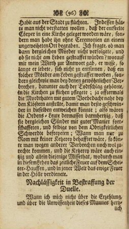 Nachlässigkeit in Bestraffung der Duelle