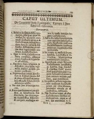 Caput Ultimum. De Contrariis Juris Episcopalis, Ejusque a Jure Sacorum Differentia.