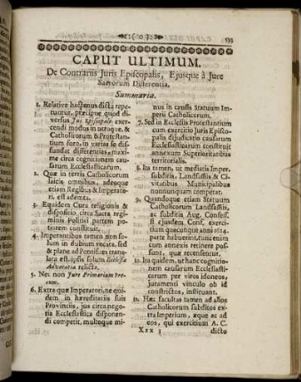 Caput Ultimum. De Contrariis Juris Episcopalis, Ejusque a Jure Sacorum Differentia.