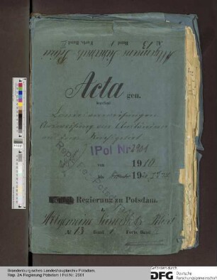 Überwachung demagogischer Bestrebungen, Landesverweisungen, Ausweisung von Ausländern aus dem Reichsgebiet. Allgemeines