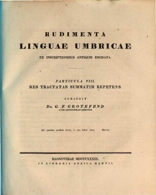 Rudimenta linguae Umbricae ex inscriptionibus antiquis enodata. 8, Res tractatas summatim repetens