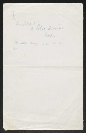 Brief von Gerhart Hauptmann