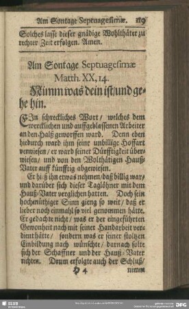 Am Sontage Septuagesimae. Matth. XX, 14