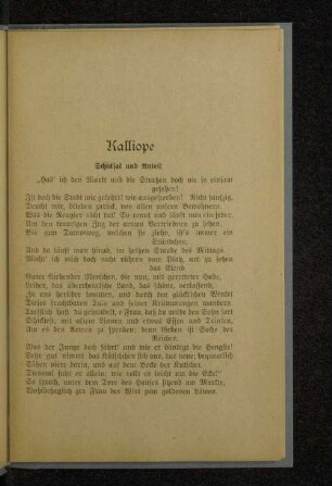 Kalliope Schicksal und Anteil