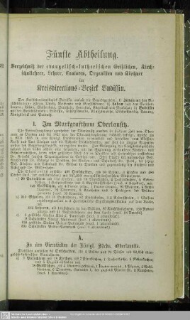 Fünfte Abtheilung. Verzeichniß der evangelisch-lutherischen Geistlichen, Kirchschullehrer, Lehrer, Cantoren, Organisten und Kirchner im Kreisdirections-Bezirk Budissin