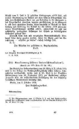 Anerkennung höherer Unterrichtsanstalten : [III. Gymnasial- und Real-Lehranstalten]