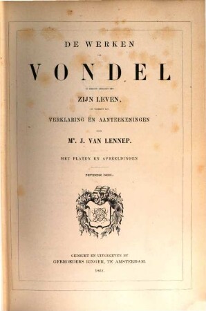 De werken van Vondel J. : Prachtuitgave met Platen en Afbeeldingen, 7