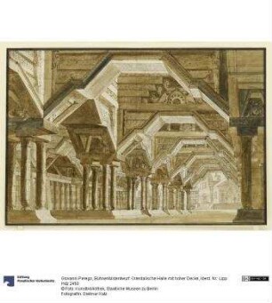 Bühnenbildentwurf: Orientalische Halle mit hoher Decke