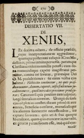 Dissertatio VII. De Xeniis.