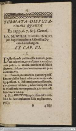 Themata Disputationis Quartae