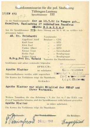 Blatter, Agathe