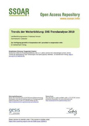 Trends der Weiterbildung: DIE-Trendanalyse 2010