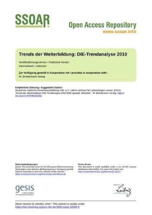 Trends der Weiterbildung: DIE-Trendanalyse 2010