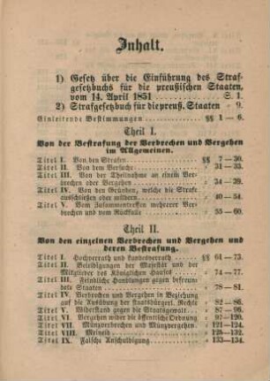 Sechste Lieferung: Inhaltsverzeichnis