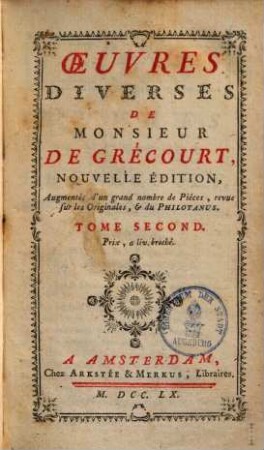 Oeuvres Diverses De Monsieur De Grécourt, 2