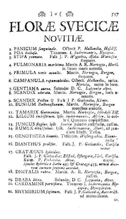 Florae Svecica novitiae