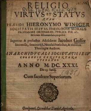 Religio Virtvs Et Statvs