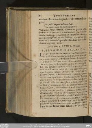 Epistola LXXIV. Cliviam. Iusto Muldero Ascanio Suo.