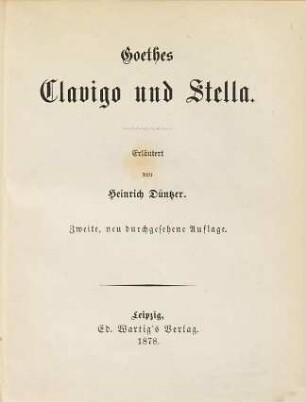 Goethes Clavigo und Stella