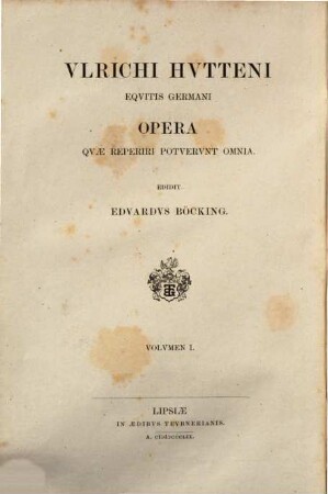 Ulrichs von Hutten Schriften, 1. Briefe von 1506 bis 1520